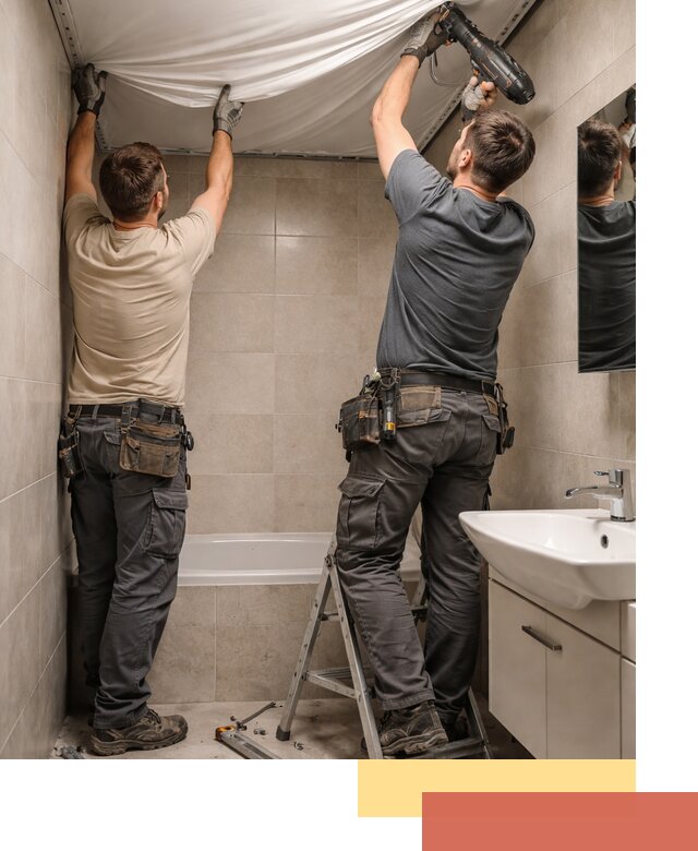 Монтаж натяжного потолка в ванной в Твери быстро и качественно