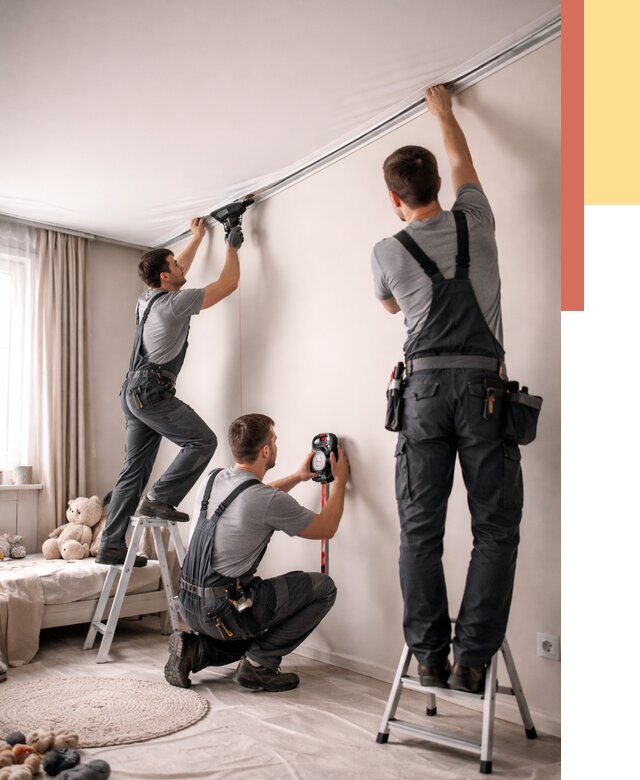 Монтаж натяжного потолка в детской в Твери от 3805 руб. — быстро и недорого | ОТДЕЛОЧНИК-Твр