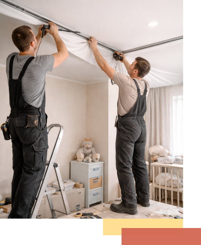 Монтаж натяжного потолка в детской комнате в Твери