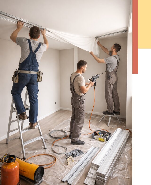 Монтаж натяжного потолка в студии в Твери от 5979 руб. — быстро и недорого | ОТДЕЛОЧНИК-Твр