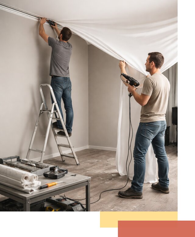 Монтаж натяжного потолка в студии в Твери