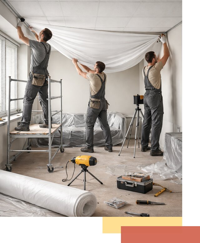 Монтаж натяжного потолка в офисе в Твери