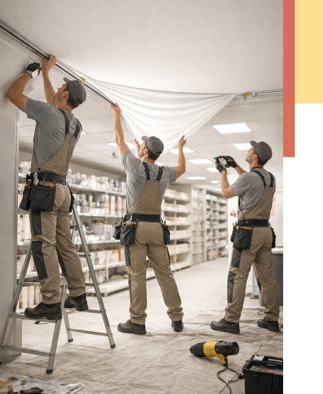 Монтаж натяжного потолка в магазине в Твери от 4892 руб. быстро и недорого | ОТДЕЛОЧНИК-Твр