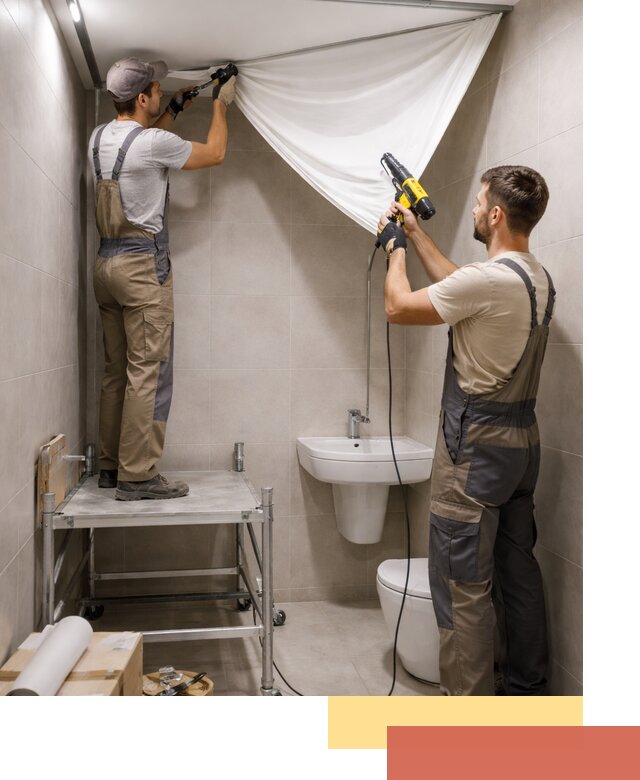 Монтаж натяжного потолка в санузле в Твери