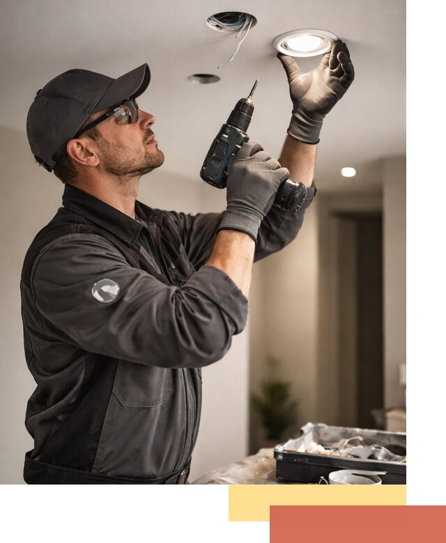 Установка точечных светильников в натяжной потолок в Твери