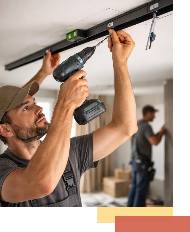 Установка трековых светильников в натяжной потолок в Твери