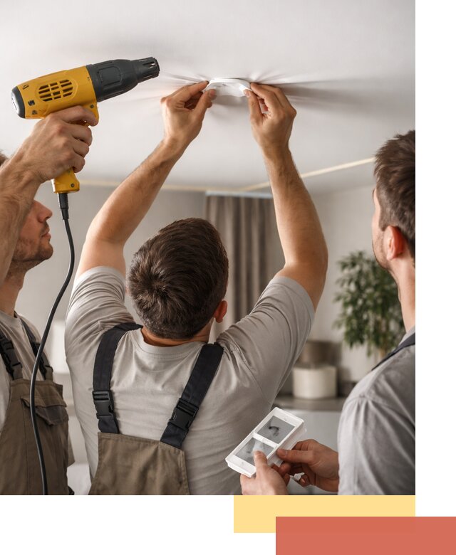 Ремонт прокола полотна натяжного потолка в Твери