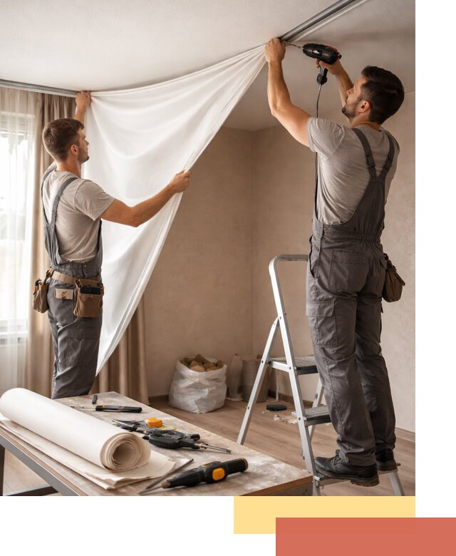 Замена полотна натяжного потолка в Твери быстро и качественно