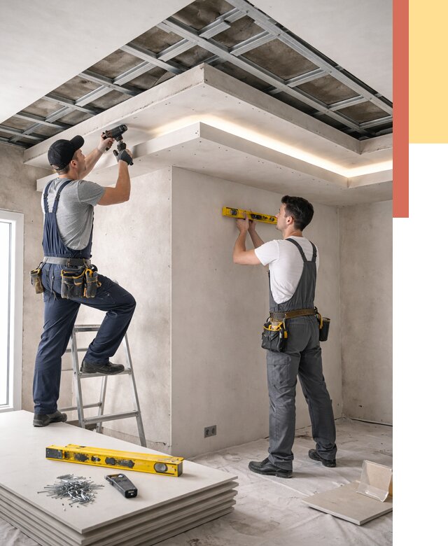 Двухуровневый потолок из гипсокартона в Твери от 1576 руб. под ключ | ОТДЕЛОЧНИК-Твр