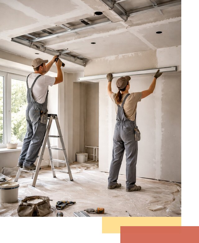 Монтаж многоуровневого потолка из гипсокартона в Твери