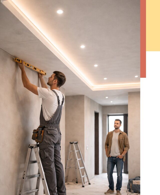 Потолок из гипсокартона с подсветкой в Твери от 815 руб./м2 под ключ | ОТДЕЛОЧНИК-Твр