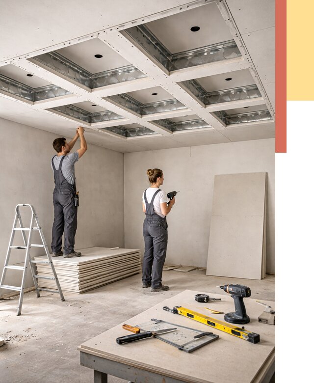 Кессонный потолок из гипсокартона в Твери от 2011 руб. — монтаж и под ключ | ОТДЕЛОЧНИК-Твр