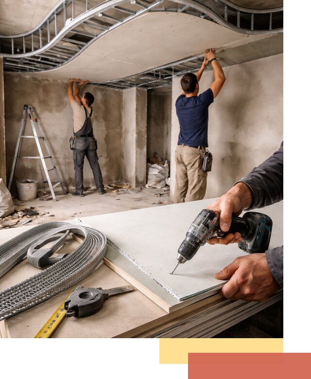 Криволинейный потолок из гипсокартона в Твери — монтаж и отделка