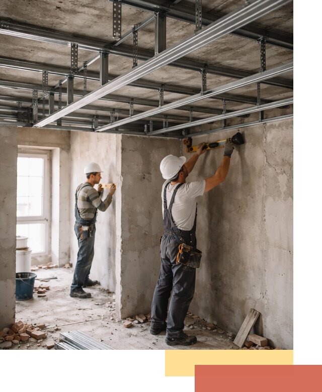 Монтаж каркаса потолка из профильного профиля в Твери