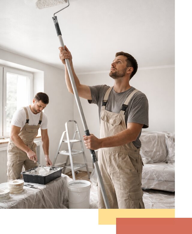 Покраска потолка водоэмульсионной краской в Твери