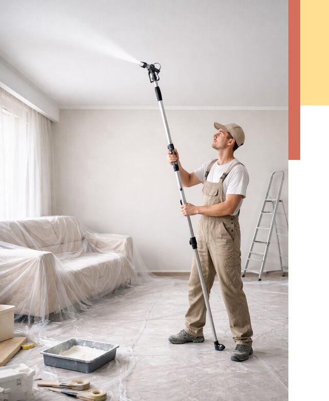 Покраска потолка краскопультом в Твери от 4892 руб. быстро и недорого | ОТДЕЛОЧНИК-Твр