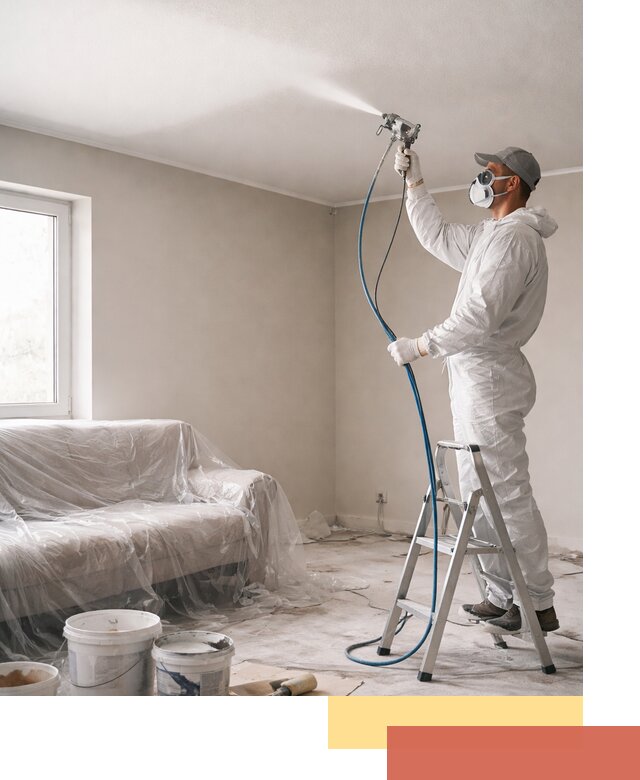 Покраска потолка краскопультом в Твери быстро и качественно