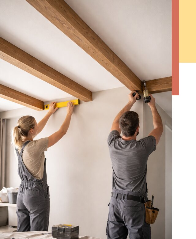 Монтаж декоративных балок на потолок в Твери от 4565 руб. — ОТДЕЛОЧНИК-Твр