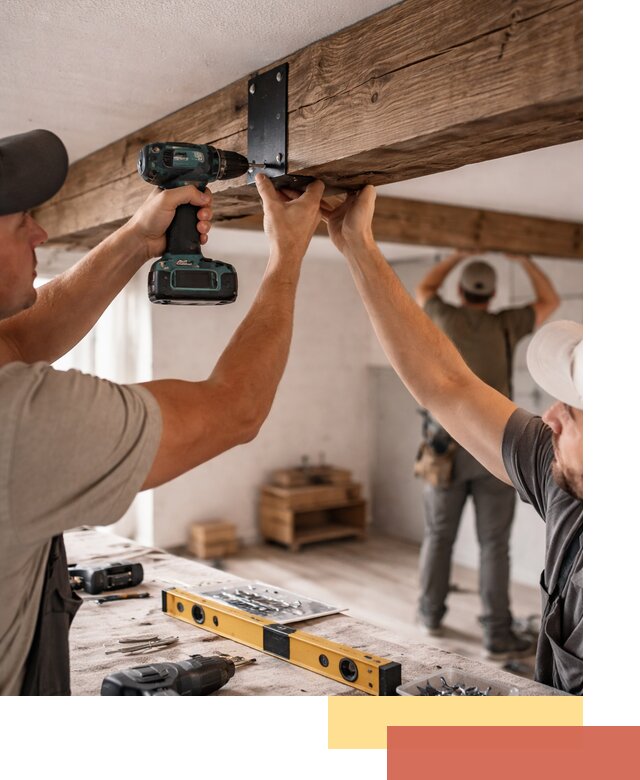 Монтаж декоративных потолочных балок в Твери